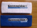 good embroidered sport sweatband white and blue pair