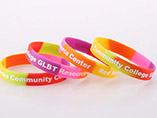 Rainbow silicon bracelets with printed logo for business