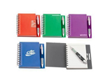 Hard cover spiral note book with pen